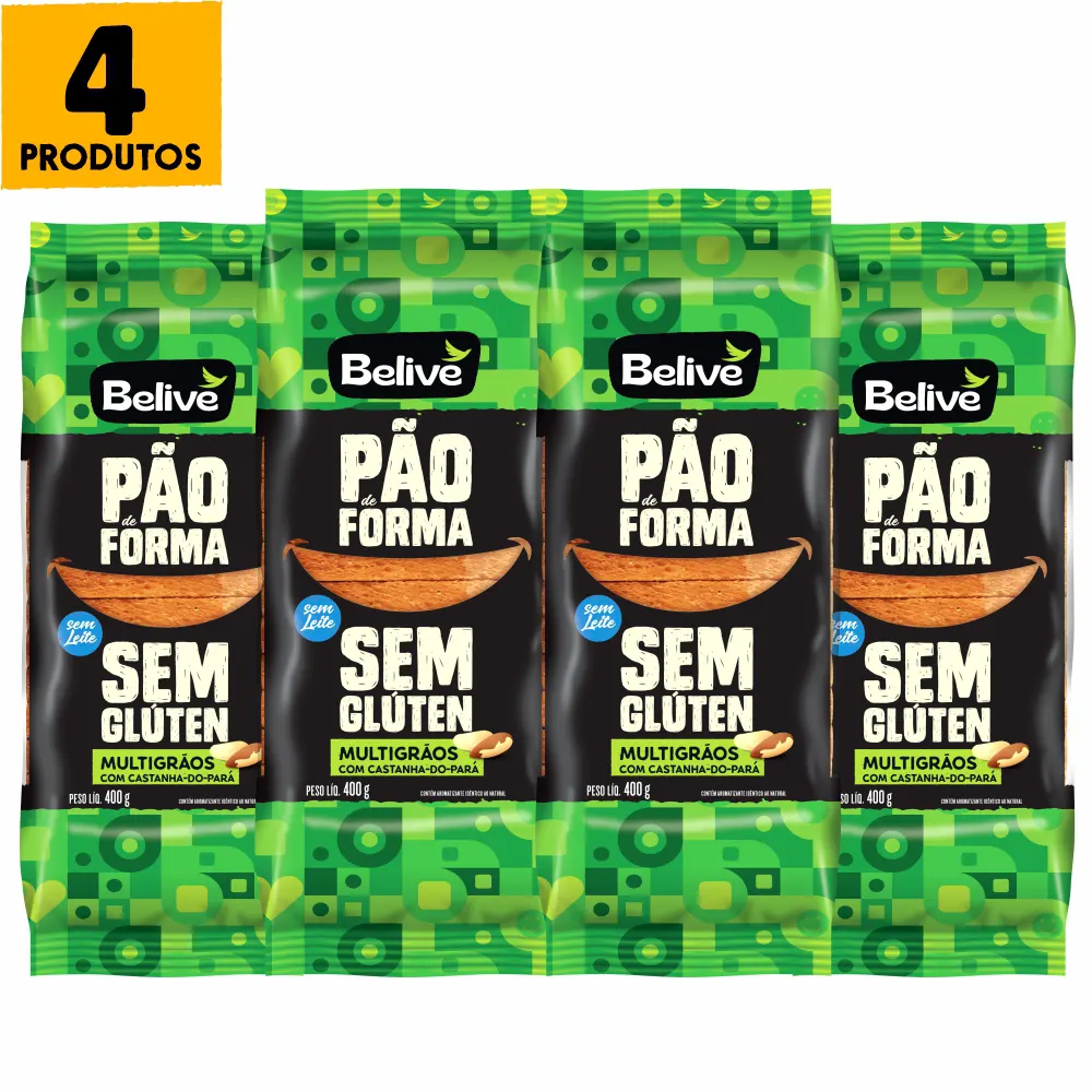 combo-paes-sem-gluten-sem-lactose-sem-leite-multigraos-belive Combo Pão Sem Glúten Sem Lactose Sem Leite Multigrãos Belive - 4 pacotes
